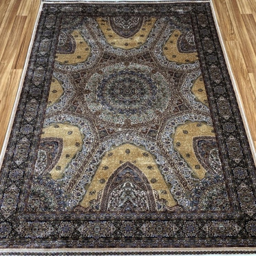 Турецкий ковёр шелковый QUM 01201B-CRE 9056 BEJ