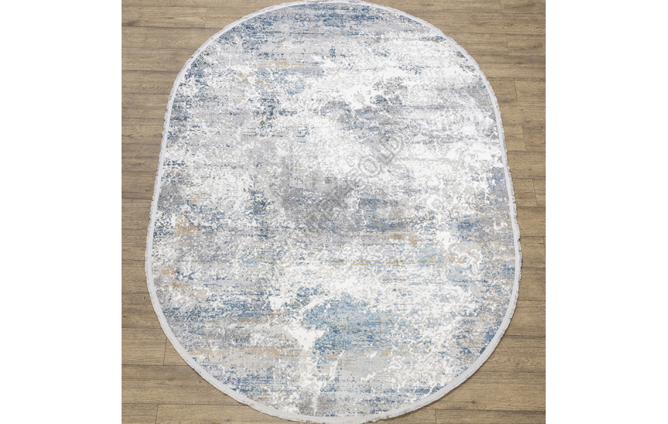 КОВРЫ ДИЗАЙН B650B ЦВЕТ CREAM / D_BLUE овал Lite